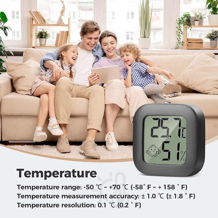Set 4 mini termometru higrometru de camera - Negru [4]