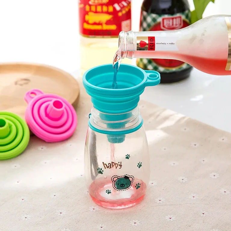 Set 4 palnii pliabile din silicon, albastre, extensibile, reutilizabile, pentru lichide si ingrediente, compacte pentru bucatarie si calatorii [6]
