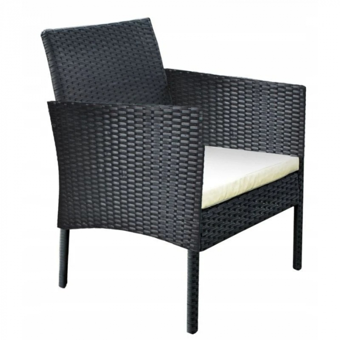 Set mobilier complet de gradina din 4 piese,2 fotolii, 1 canapea,1 masuta - Negru [3]