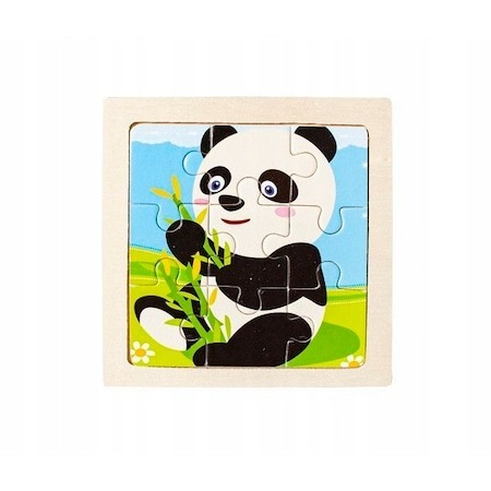 Set 4 puzzle din lemn pentru copii, 36 piese, iepure, zebra, girafa, panda - Multicolor [4]