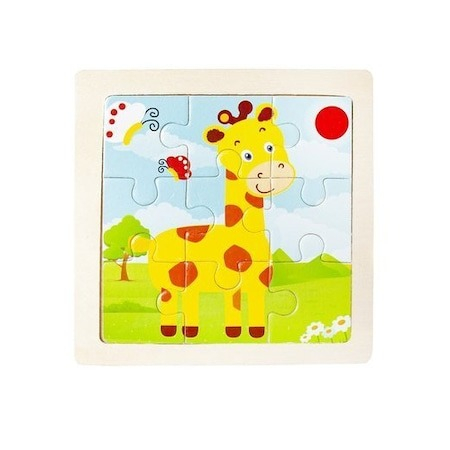 Set 4 puzzle din lemn pentru copii, 36 piese, iepure, zebra, girafa, panda - Multicolor [6]