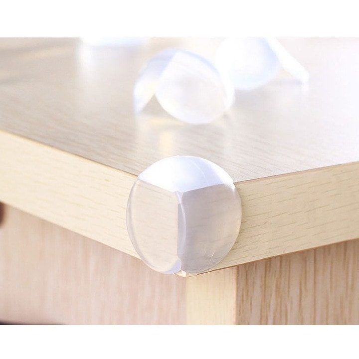 Set 4 sigurante pentru colturile mobilei, protectie impotriva accidentarilor la copii, din silicon moale, montare cu banda adeziva, alb [7]