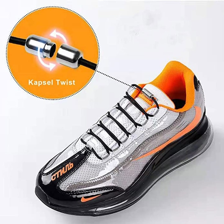 Set 4 sireturi elastice cu sistem de prindere, capsula metalica - Alb [6]