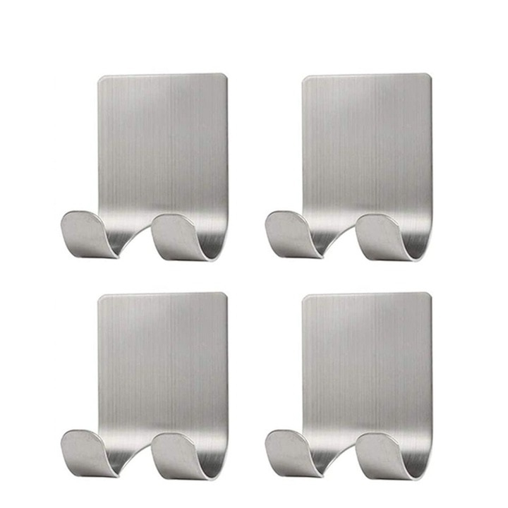 Set 4 suporti universali de perete, din inox, 6x4.5cm - Argintiu [1]