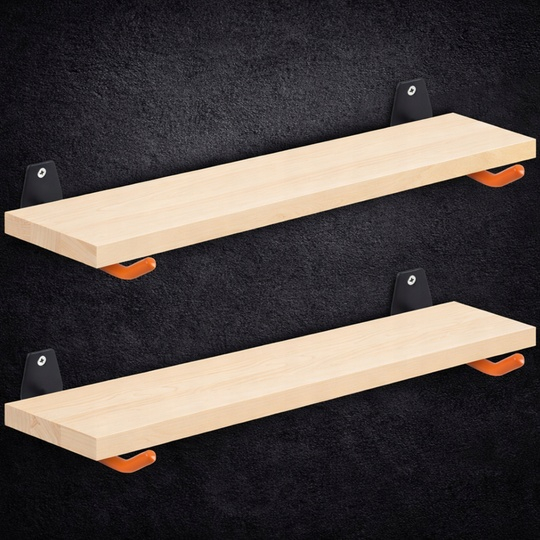 Set 4 suporturi pentru depozitare scule, anvelope, jante, biciclete, otel/PVC, montare pe perete, greutate suportata 40 kg, negru/portocaliu [4]