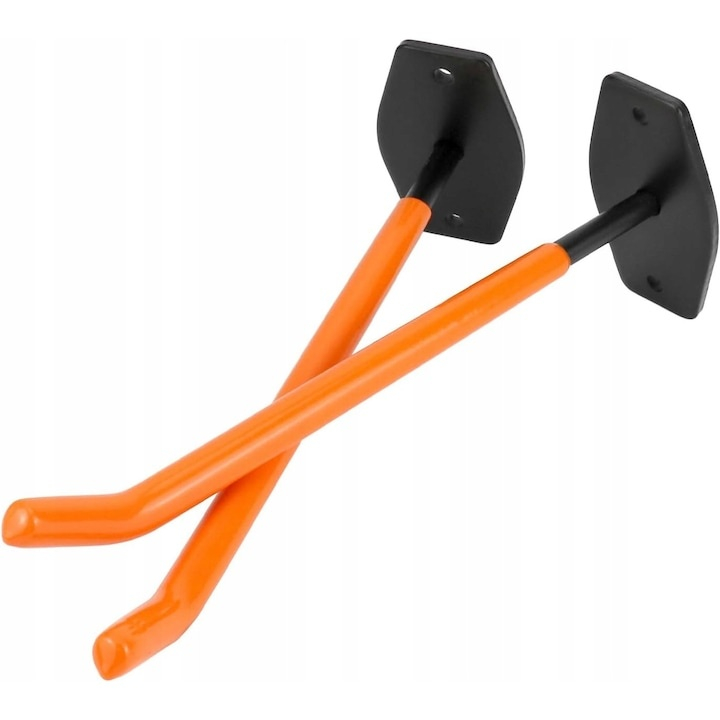 Set 4 suporturi pentru depozitare scule, anvelope, jante, biciclete, otel/PVC, montare pe perete, greutate suportata 40 kg, negru/portocaliu [12]