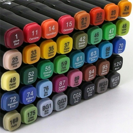 Set de 40 markere colorate,1 varf rotund subtire,1 varf inclinat gros,geanta depozitare inclusa [2]