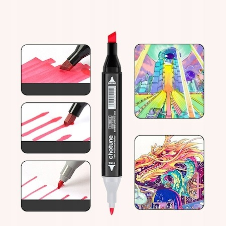 Set de 40 markere colorate,1 varf rotund subtire,1 varf inclinat gros,geanta depozitare inclusa [5]