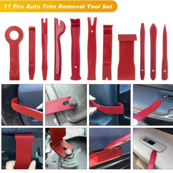 Set 40 unelte pentru demontare tapiterie si ornamente auto, otel inoxidabil si plastic durabil, geanta pliabila, multifunctional, portabil [7]