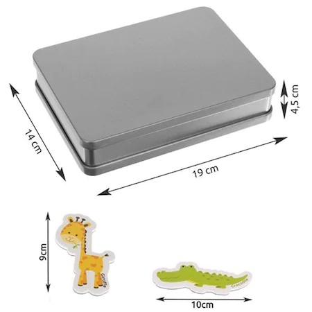 Set 42 magneti de frigider cu diverse animale pentru copii,cutie de depozitare metalica - Multicolor [3]