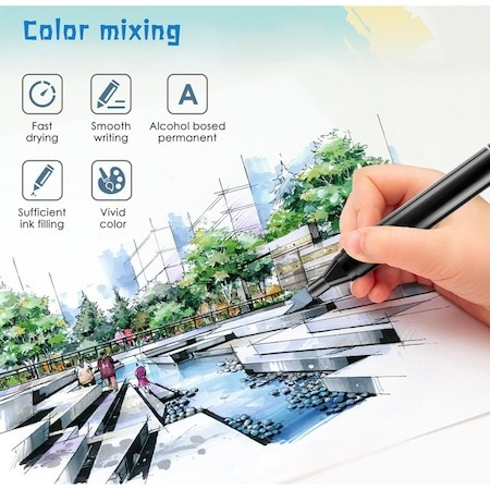 Set de 48 markere colorate,1 varf rotund subtire,1 varf inclinat gros,geanta depozitare inclusa [5]
