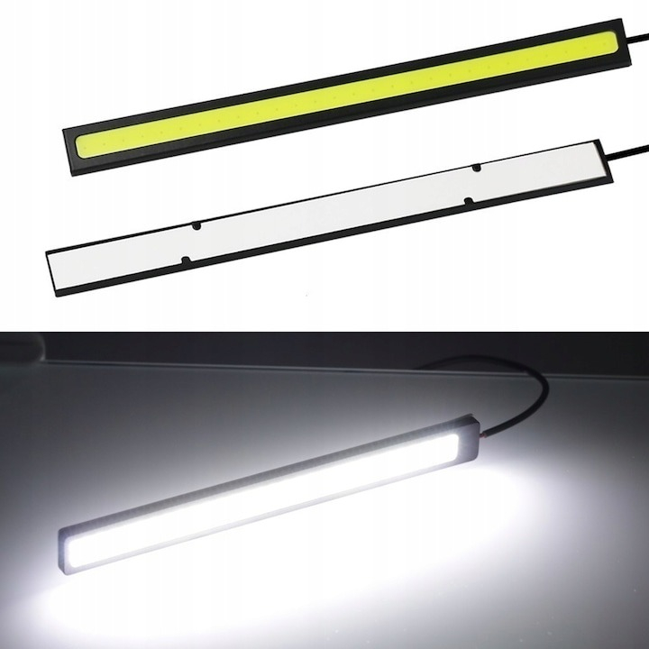 Set 4x Banda auto LED, lumini de zi, putere 12W, 28 LED, culoare alba 6500K, lungime 17 cm [6]