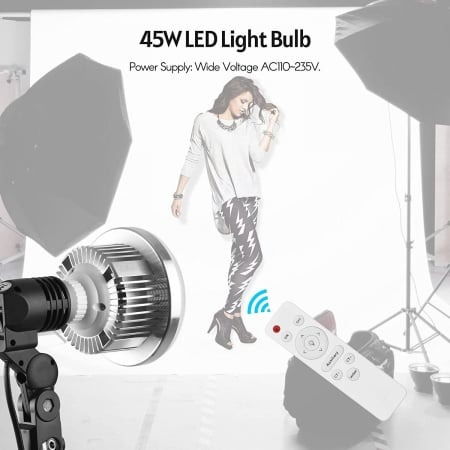 Set 4x Bec foto LED 3 moduri de lumina,putere 85W,soclu E27 cu telecomanda control [4]