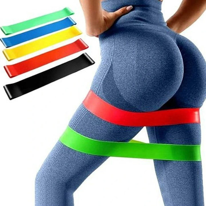 Set 5 benzi elastice de antrenament, pentru fitness, gimnastica, yoga si recuperare, niveluri diferite de rezistenta 2.2 kg – 21.8 kg, multicolore [1]