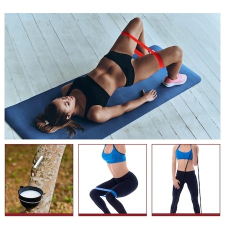 Set 5 benzi elastice,pentru exercitii din Latex natural, 2.26 kg- 20.4 kg, Multicolor [3]