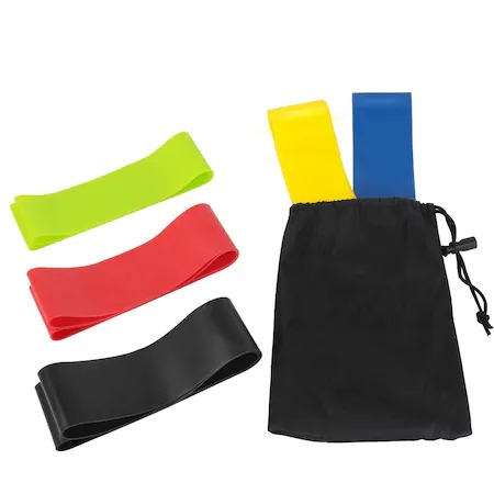 Set 5 benzi elastice,pentru exercitii din Latex natural, 2.26 kg- 20.4 kg, Multicolor [2]