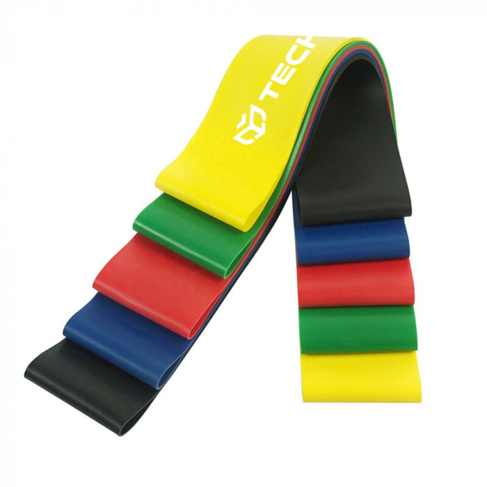 Set 5 benzi elastice,diverse exercitii,multifunctionale,multicolore - Techsuit [2]