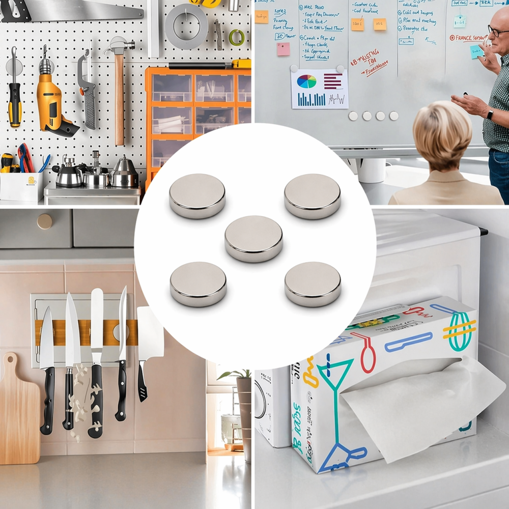 Set 5 buc magnet neodim disc 10 x 1.5 mm N48, magneti puternici pentru fixare precisa, electronica si aplicatii tehnice [2]