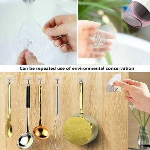 Set 5 carlige adezive transparente, rezistente, multifunctionale, plastic, metal [3]