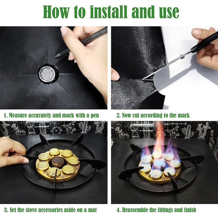 Set 5 folii detasabile de protectie pentru aragaz, din teflon - Negru [3]