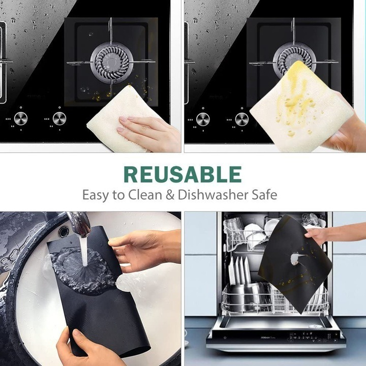 Set 5 folii detasabile de protectie pentru aragaz, din teflon - Negru [4]