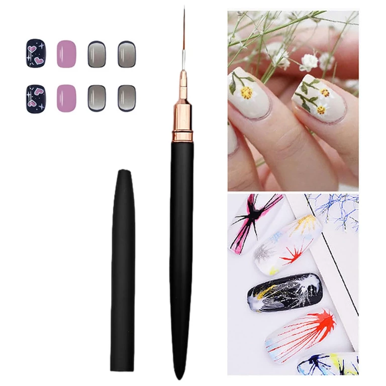 Set 5 pensule nail art negre, varf fin pentru linii, pictura si decorarea unghiilor [7]
