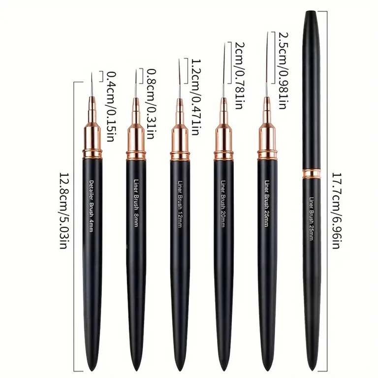 Set 5 pensule nail art negre, varf fin pentru linii, pictura si decorarea unghiilor [8]