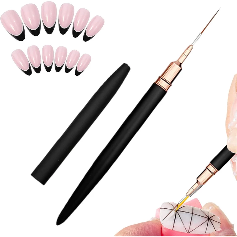 Set 5 pensule nail art negre, varf fin pentru linii, pictura si decorarea unghiilor [10]