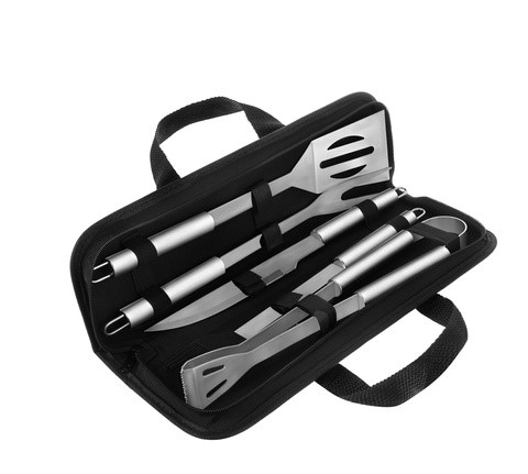 Set 5 ustensile pentru gratar din otel inoxidabil cu manere ergonomice, accesorii BBQ cu pensula silicon si husa pentru transport, 0.757 kg [3]