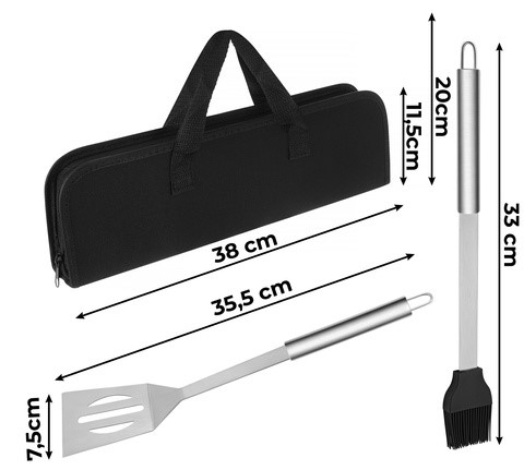 Set 5 ustensile pentru gratar din otel inoxidabil cu manere ergonomice, accesorii BBQ cu pensula silicon si husa pentru transport, 0.757 kg [2]