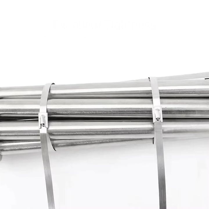 Set 50 coliere metalice inox 400 mm, bride autoblocante din otel inoxidabil pentru prinderea cablurilor, conductelor, tevilor si furtunurilor, rezistente la coroziune, uz profesional [5]
