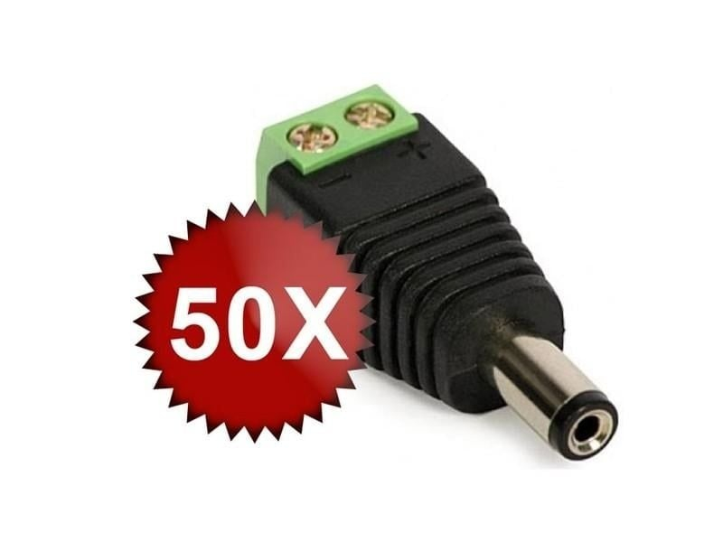 Set 50 conectori alimentare CCTV tip tata 2.1/5.5 mm cu prindere surub, adaptor pentru alimentare camere supraveghere compatibil cablu alimentare sau UTP [2]
