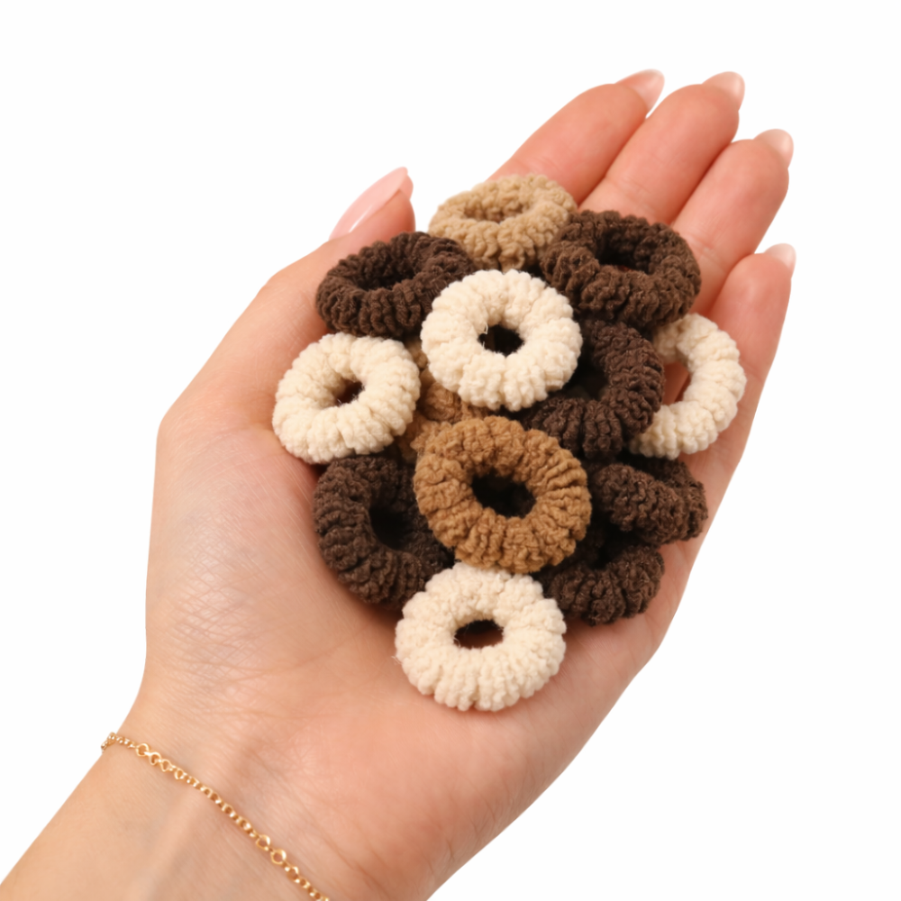 Set 50 elastice par maro si bej, fixare sigura, borcan transparent depozitare [3]