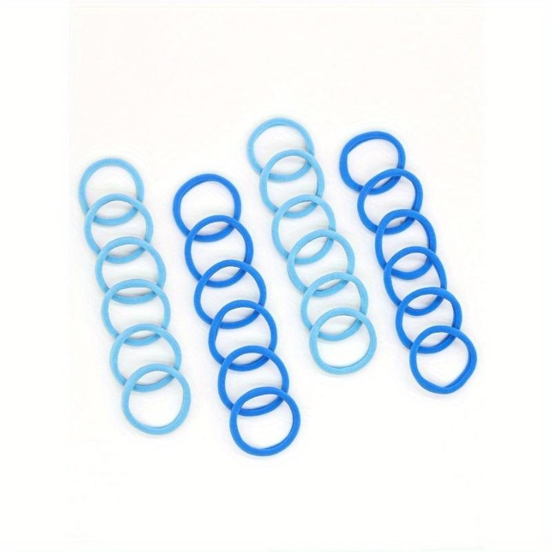 Set 50 elastice par textile, nuante de albastru, diametru 5 cm, pentru prindere par, cutie depozitare [2]