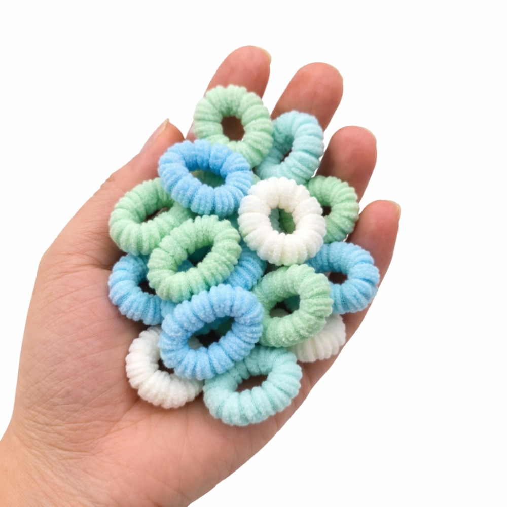 Set 50 elastice par verde si albastru, fixare sigura, borcan transparent depozitare [3]