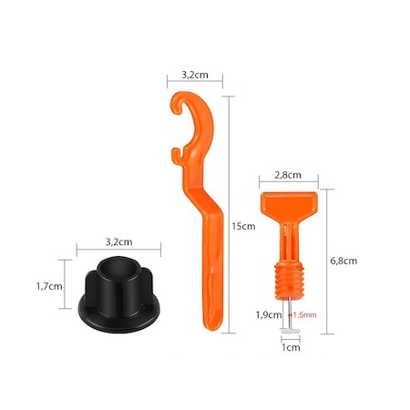 Set 50 tije refolosibile si 1 cheie cu piulita pentru nivelarea gresiei [2]