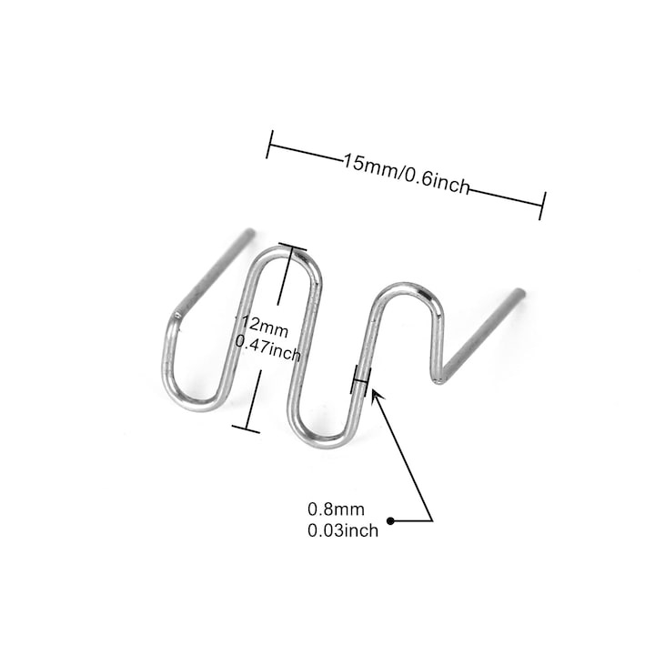 Set 500 capse sudura plastic model S, grosime 0.8 mm, reparatii bara auto si fisuri, otel tungsten, pentru pistol lipit [13]