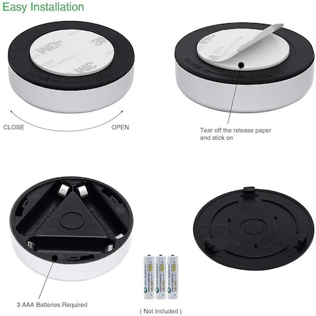Set 5x Lampa universala autoadeziva cu 3 LED-uri, utilizare baterii de tip AAA - Argintiu [4]