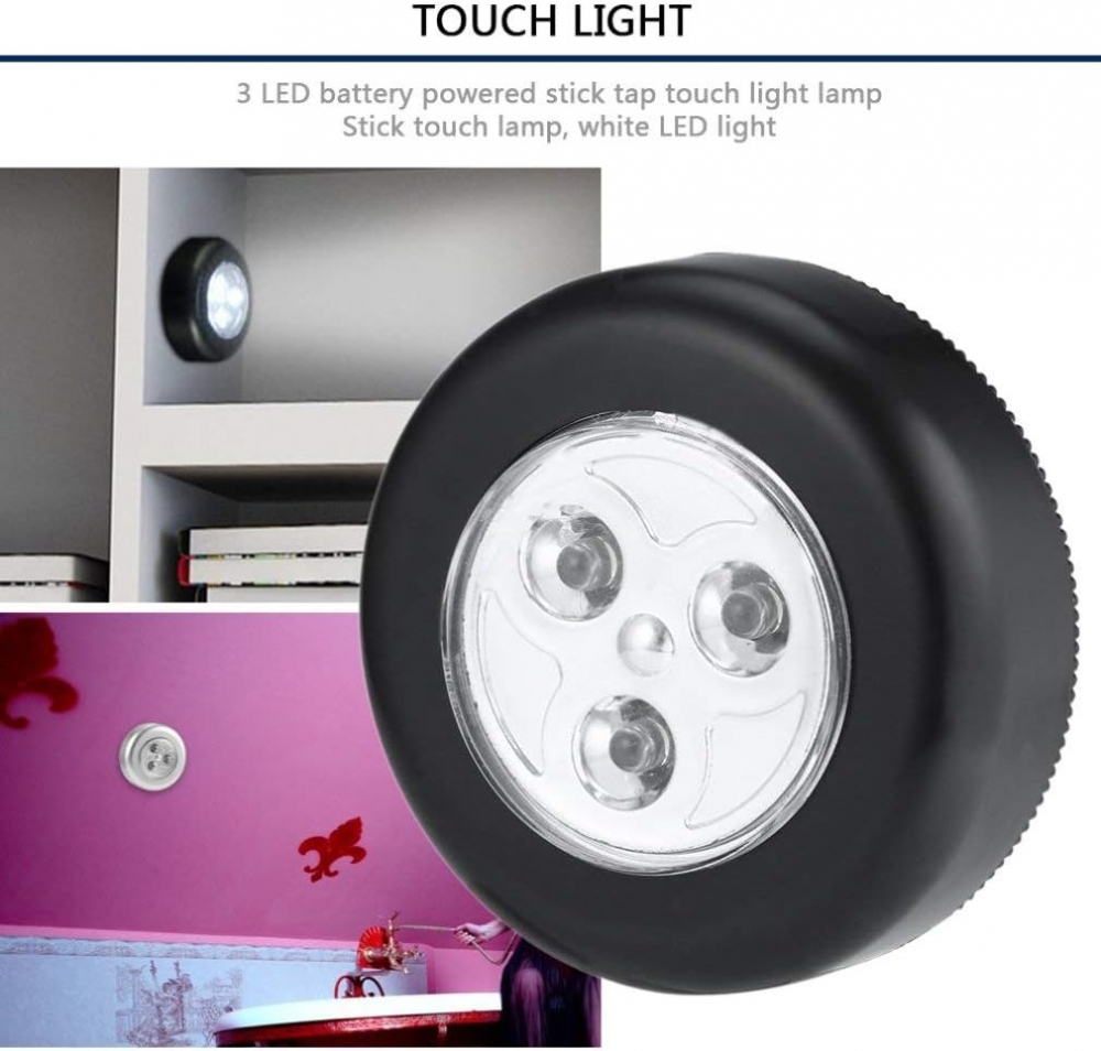 Set 5x Lampa universala autoadeziva cu 3 LED-uri, utilizare baterii de tip AAA - Negru [8]