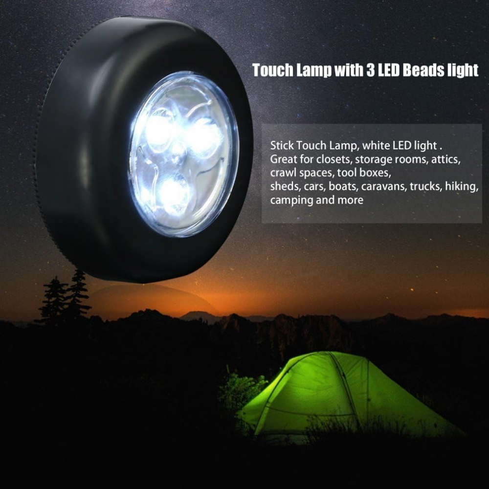 Set 5x Lampa universala autoadeziva cu 3 LED-uri, utilizare baterii de tip AAA - Negru [6]