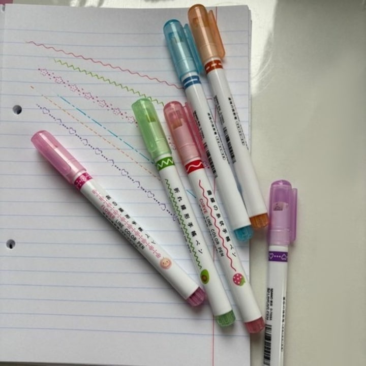 Set 6 carioci cu 2 capete cu stampile diferite, culori intense, multicolore – creativitate si culoare pentru copii si pasionati de desen [7]