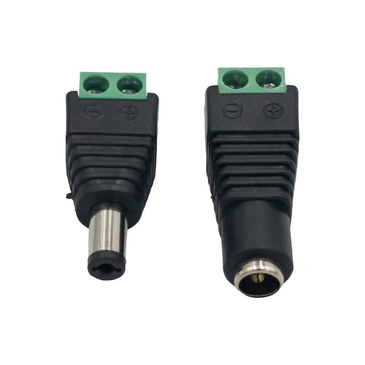Set 6 conectori alimentare CCTV 2.1/5.5 mm cu fixare prin surub, adaptoare mama si tata pentru camere supraveghere, DVR si alimentare 12V [3]