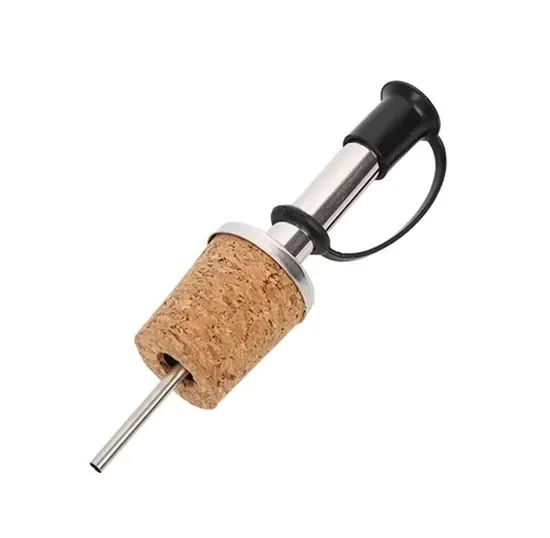 Set 6 dopuri dozatoare pentru sticle, 9.2 x 2.3 cm, pluta naturala si inox, turnare uniforma pentru bauturi si lichide alimentare [2]