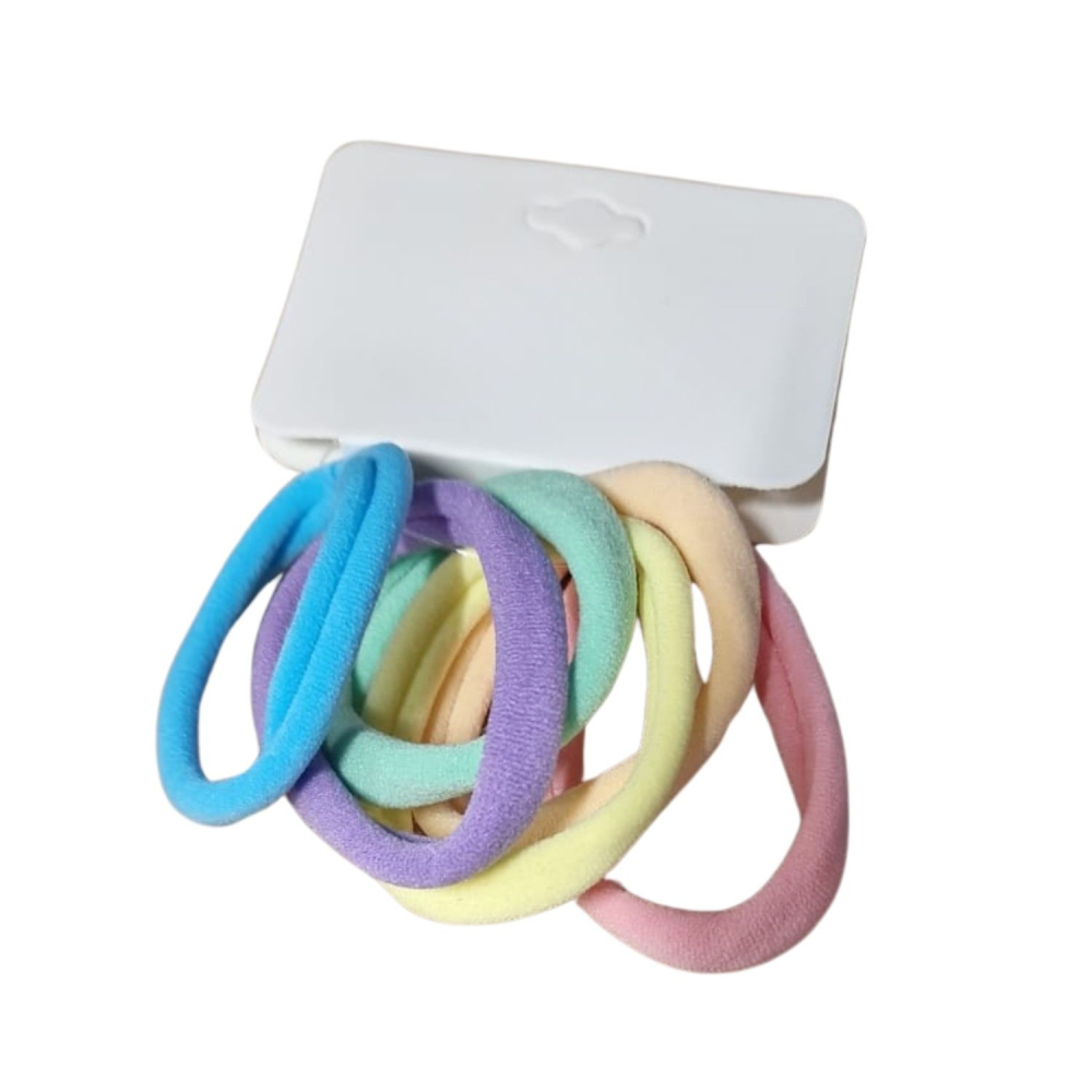 Set 6 elastice par textile multicolore diametru 5 cm pentru prindere par femei si copii, elastice par moi colorate [1]