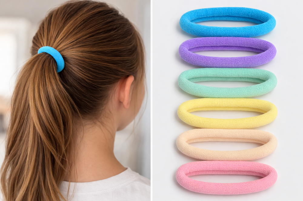 Set 6 elastice par textile multicolore diametru 5 cm pentru prindere par femei si copii, elastice par moi colorate [2]