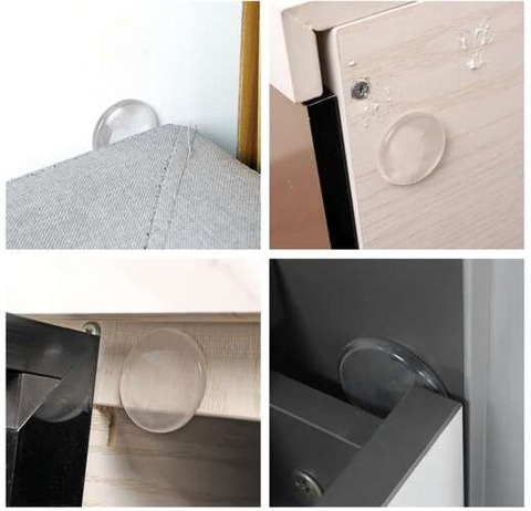 Set 6 opritoare pentru usa, mobila, diametru 4 cm, transparente, reutilizabile [2]