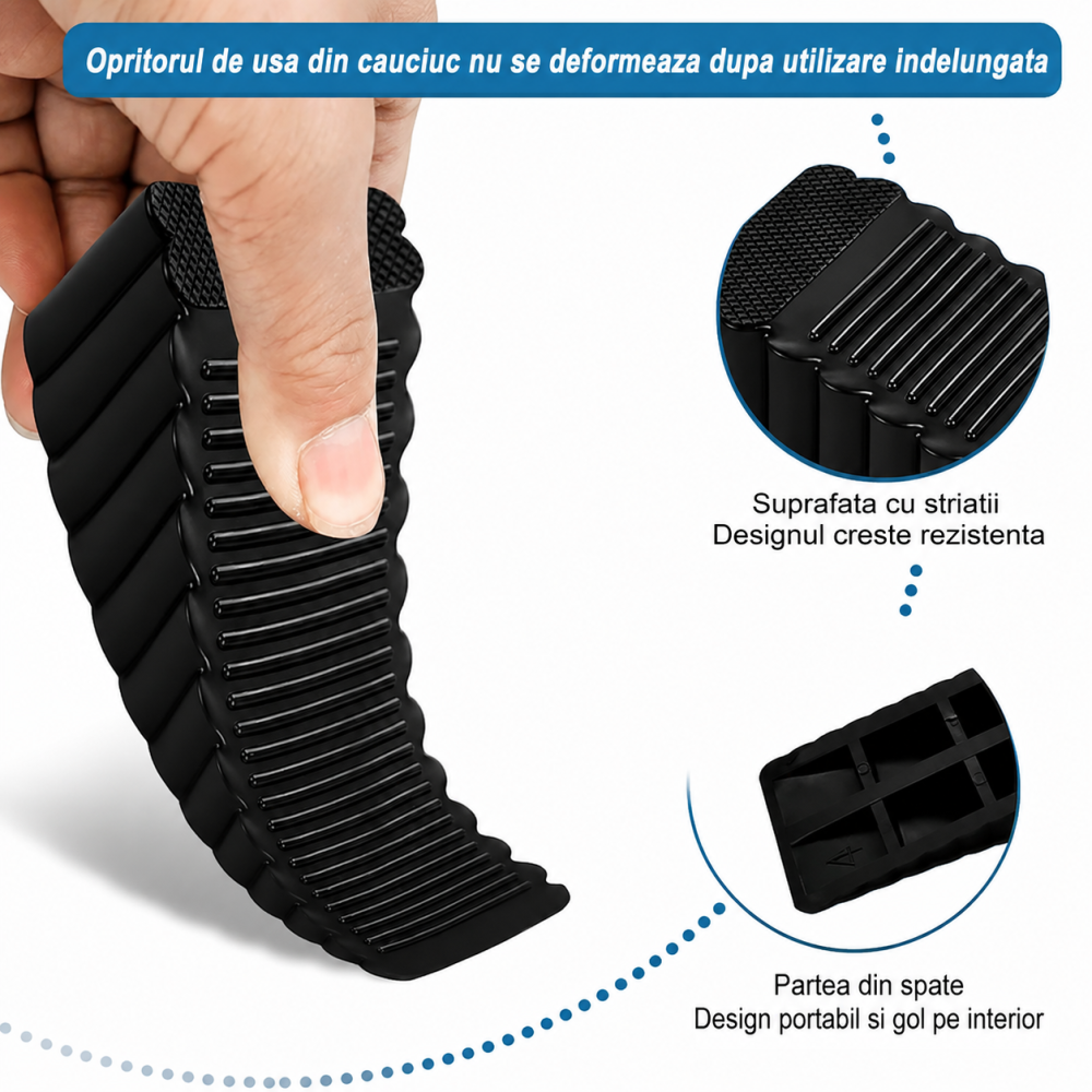 Set 6 opritoare usa negre 40 x 93 x 28 mm, ABS flexibil [3]