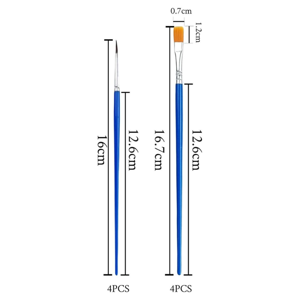 Set 6 pensule pictura, 3 rotunde si 3 plate, lungime 17 cm, par sintetic nailon, maner ergonomic, pentru acuarela acrilic ulei, albastru [3]