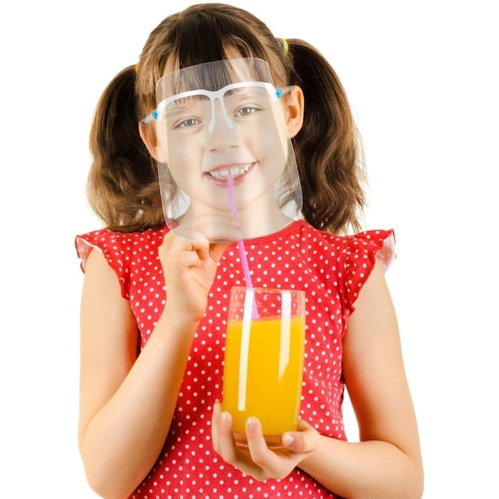 Set 6 rame si 12 viziere de protectie, transparente, antiaburire, reutilizabile si interschimbabile, pentru copii si adulti, protectie 180° [8]