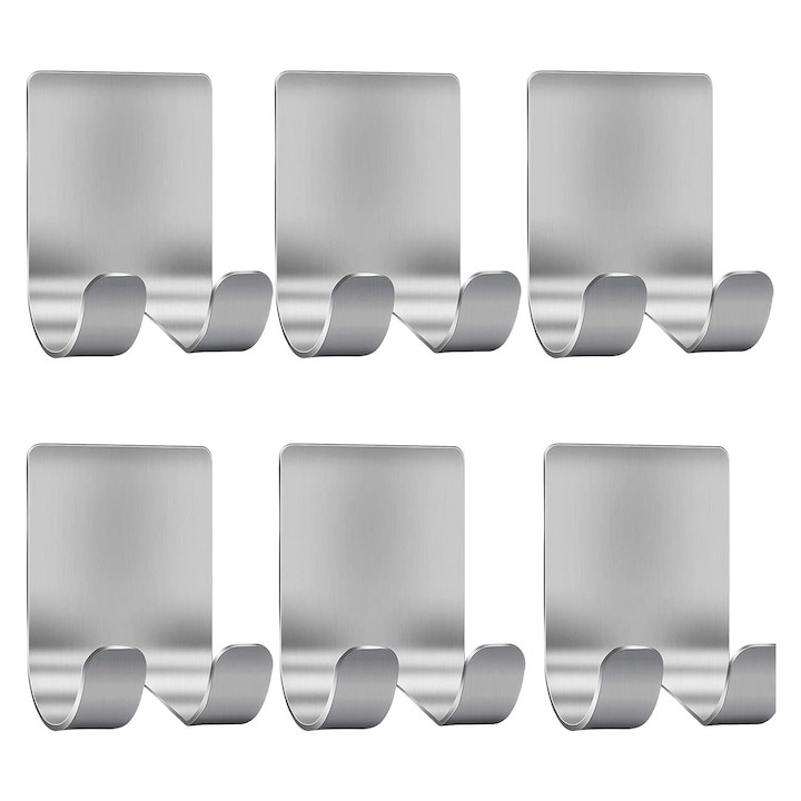 Set 6 suporti universali de perete, din inox, 6x4.5cm - Argintiu [1]